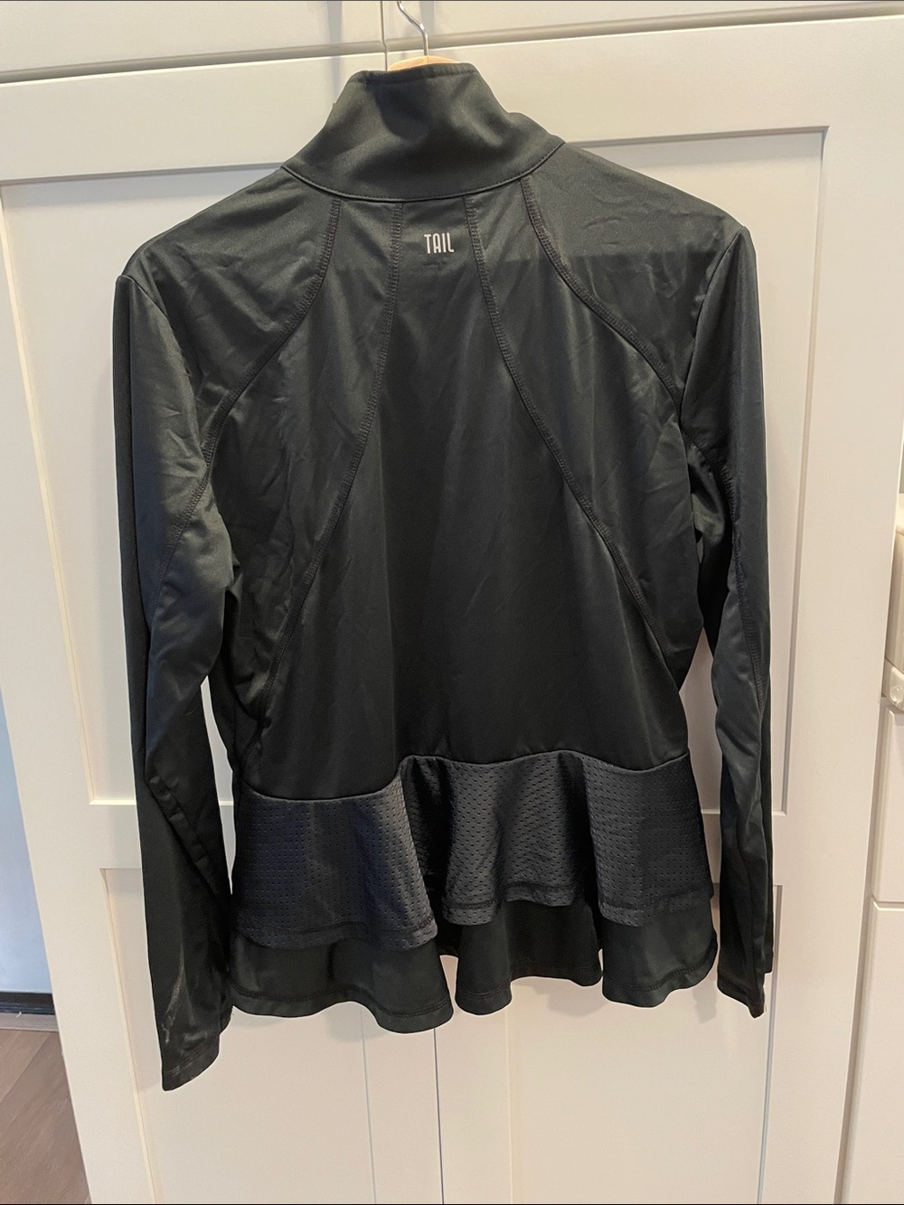 Tail Black Rachel Back Ruffle Zip Up Tennis Athleisure Sporty Workout Gym Jacket